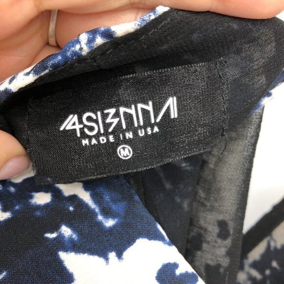 Nordstrom  4SI3NNA Blue Tie dye Plunge Asymmetric Tank Top size M - Picture 13 of 15